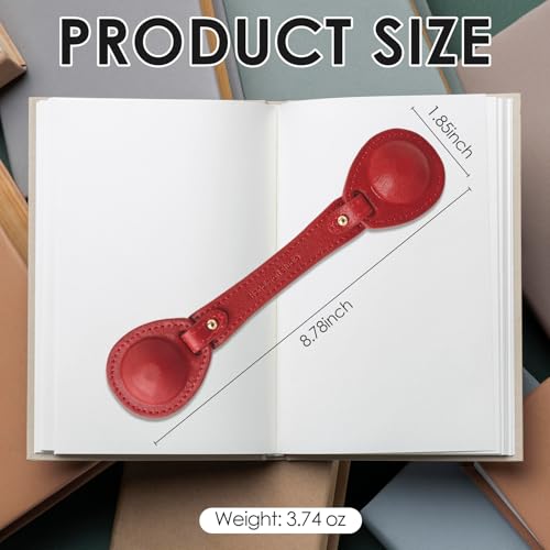 Image of Leather Weighted Book Page Holder for Women Men, Book Weight Page Holder for Book Lovers, Book Accessories Gift for Reading Lovers (Red)