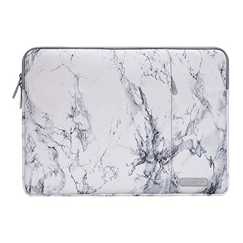 Image of MOSISO Laptop Sleeve Compatible with 13-13.3 inch MacBook Pro, MacBook Air, Notebook Computer, Polyester Vertical Carrying Case Bag with Pocket, White Marble
