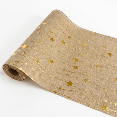 Camino de Mesa Navidad 275 x 28 cm Camino Mesa Navidad, Estrellas Doradas