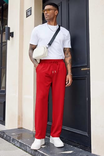 COOFANDY Men's Cotton Sweatpants Open Bottom Lounge Pants Lightweight Casual Jogger Pants with Pockets3