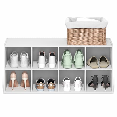Meuble range-chaussures blanc à 8 cases empilable pour entrée - 5