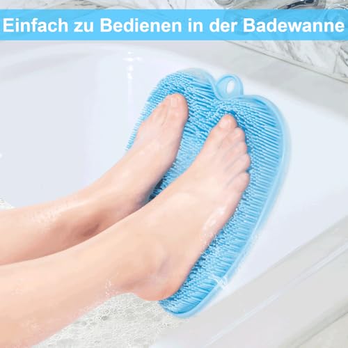 BESKAR Fußwäscher Bath Massage Pad mit Rutschfesten Saugnäpfen, Fuss Wäscher Dusche zum Reinigen der Füße Peeling No Bend, Fußpunkte Reflexzonenmatte zur Entspannung der Füße 3
