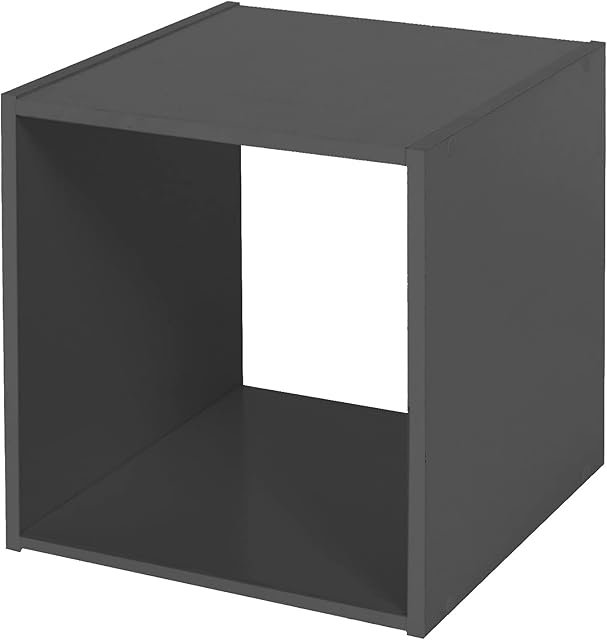 DANIEL JAMES Housewares Wooden Bookcase Kid Bedroom Cube Storage Toy Unit Shelving Display Shelves Shelf (1 Tier, Grey)