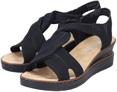 Rieker dames v38g8 sandaal, zwart, 37 EU : Rieker