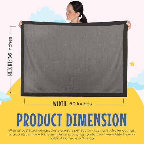 Image of Blankets Thermal Waffle Baby Blanket Crib Bedding - Soft Cozy Warm Infant Thermal Cover for Nursery Stroller or Bassinet, Lightweight Ideal Shower Gift, Nylon Trim Gray 36 inch x 50