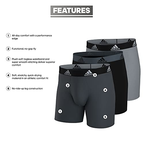 Adidas Men's Performance Boxer Brief Underwear (3-Pack), Black/Onix Grey/Grey, Xx-Large #TOP1