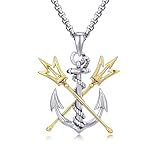 PELOVNY Trident Necklace 925 Sterling Silver Anchor Necklace Poseidon Greek Mythology Protection Jewelry Christmas Birthday Gifts for Men Women Unisex