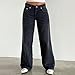 Women Y2K Low Rise Baggy Jeans Wide Leg Loose Fit Boyfriend Straight Leg Trendy Stretch Denim Pants Streetwear Black