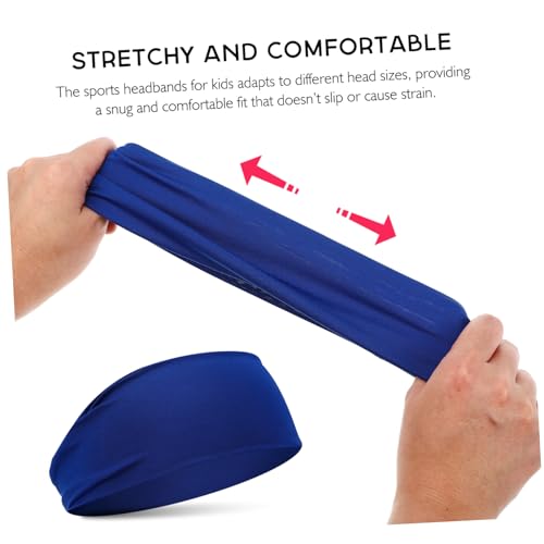 6-Pack Kids Sports Headbands for Boys and Girls Stretchy Moisture-Wicking Workout Headbands for Soccer Basketball Running Elastic Wide Hair Bands3