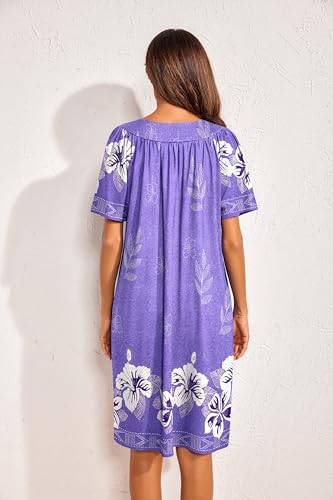 Image of Ekouaer Womens House Dress Floral Print Nightgown with Pockets Mumu Dress