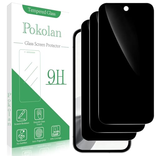 Image of Pokolan 3 Pack Privacy Screen Protector for Google Pixel 10A 6.3-Inch, Anti Spy Tempered Glass, 9H Hardness, Case Friendly, Anti Scratch, No Bubbles, Easy to Install