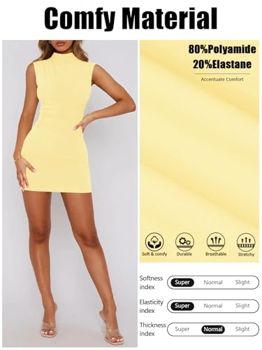 Women's Sexy Mock Neck Dress for Women Sleeveless Ruched Bodycon Dresses Turtle Neck Cocktail Party Mini Dress4