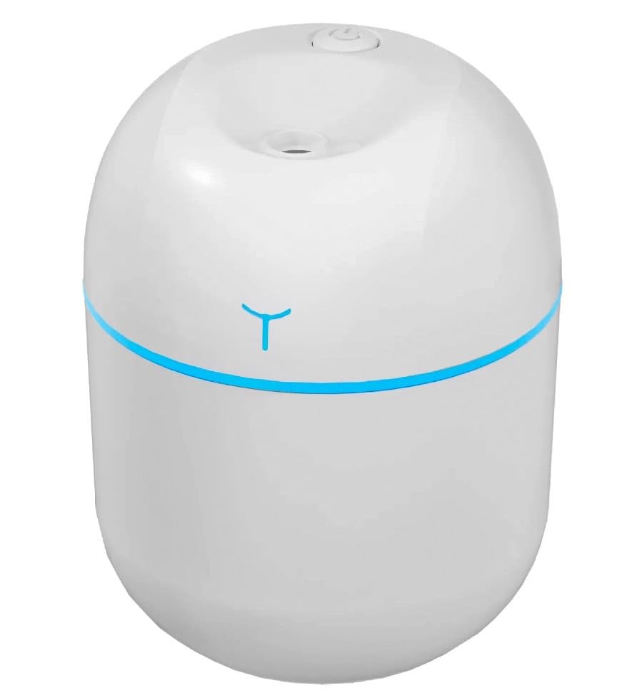 Mini Portable Aromatherapy Diffuser Humidifier Aroma Scent Cool Mist Diffuser Colorful Light 2 mist modes auto shutoff, Small, White