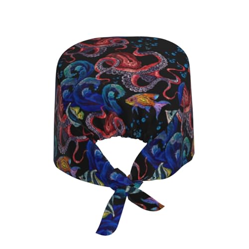 Image of Working Cap Scrub Cap with Sweatband Adjustable Unisex Women Tie Back Hat Nurse Surgical Caps