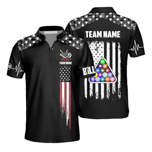 GABITA Personalized 3D Billiard Shirts for Men, Custom Polo Jersey Hawaiian Hoodie for Billiard...