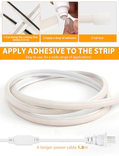 Image of Lamomo COB LED Strip Lights 65.6Ft, Natural White Outdoor Waterproof Rope