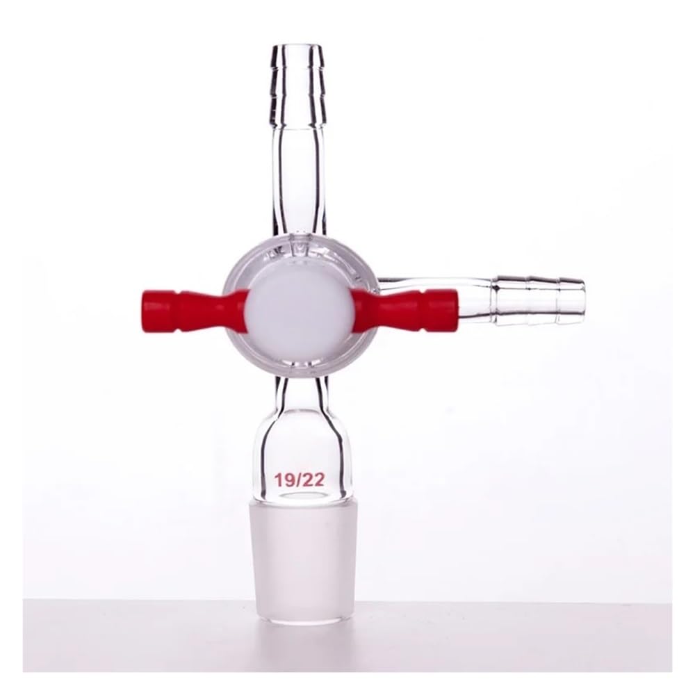 Adaptador de destilación Conjunta, Adaptador de matraz de 2 mm, PTFE o Vidrio, válvula con Junta en T, Varios tamaños, A68(A681420)