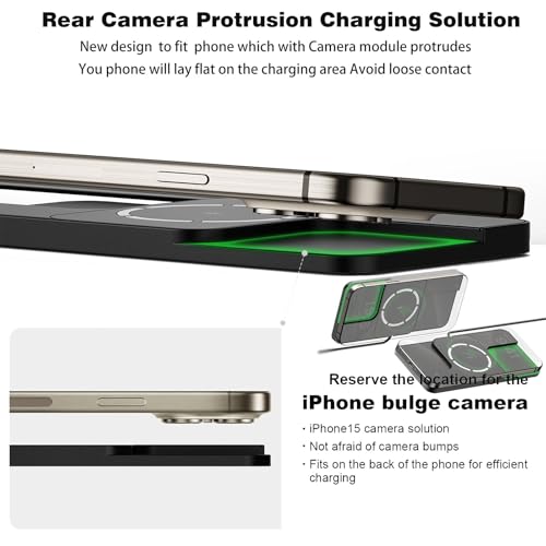 Image of Wireless Charger Car Magnetic Charging pad Fast Wireless Phone Charger Cell Phone Cordless Charging mat Compatible with iPhone 16 /15 /14 /13 /12, Airpods Earbuds(C11MAG)