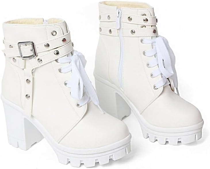 Platform Boots For Women Black Chunky Boot Goth Ankle Booties Bead Lace Lolita Dress Shoes With Zipper - Image 4