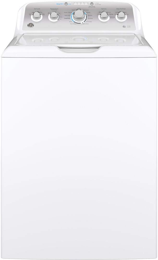 GE GTW500ASNWS Top Loading Washer with Stainless Steel Basket, 4.6 Cu. Ft. Capacity, 13 Cycles, White