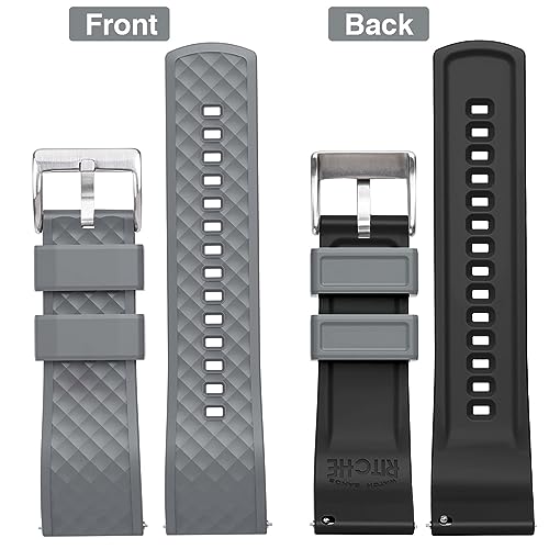 Image of Ritche Christmas Gift Silicone Watch Bands 18mm 20mm 22mm 24mm Quick Release Rubber Watch Bands for Men, White Elephant Gifts, Stocking Stuffers For Men
