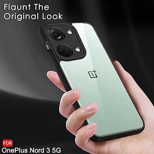 Image of TheGiftKart Ultra-Hybrid Shockproof Back Cover Case for OnePlus Nord 3 5G | Camera Protection Bump | Hard Back Cover Case for OnePlus Nord 3 5G (PC & TPU, Crystal Clear Back, Black Sides)