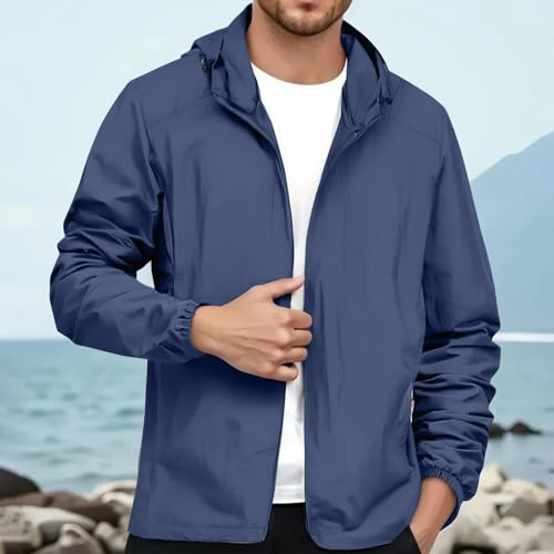 Windbreaker Jackets for Men Lightweight Zip Up Jacket with Hood Long Sleeve Outdoor Sports Hiking Outfits with Zipper Pockets3