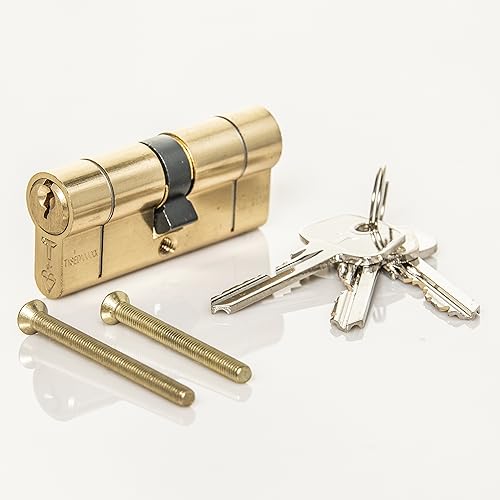 TSS Polished Brass High Security TS007 1 Star Euro Cylinder Lock, British Standard
