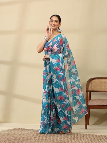 Image of Garden Vareli Floral Print Nara Chiffon Saree 73475