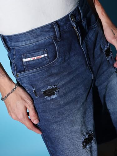 Image of The Indian Garage Co Men Regular Fit Solid Mid-Rise Denim Shorts