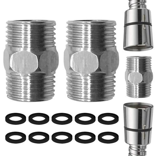 Shower Hose Connector, Male to Female Shower Head Adapter, 2 Pack 1/2 Inch Shower Connector, Water Pipe Connectors, Male Threaded Connectors Accessories