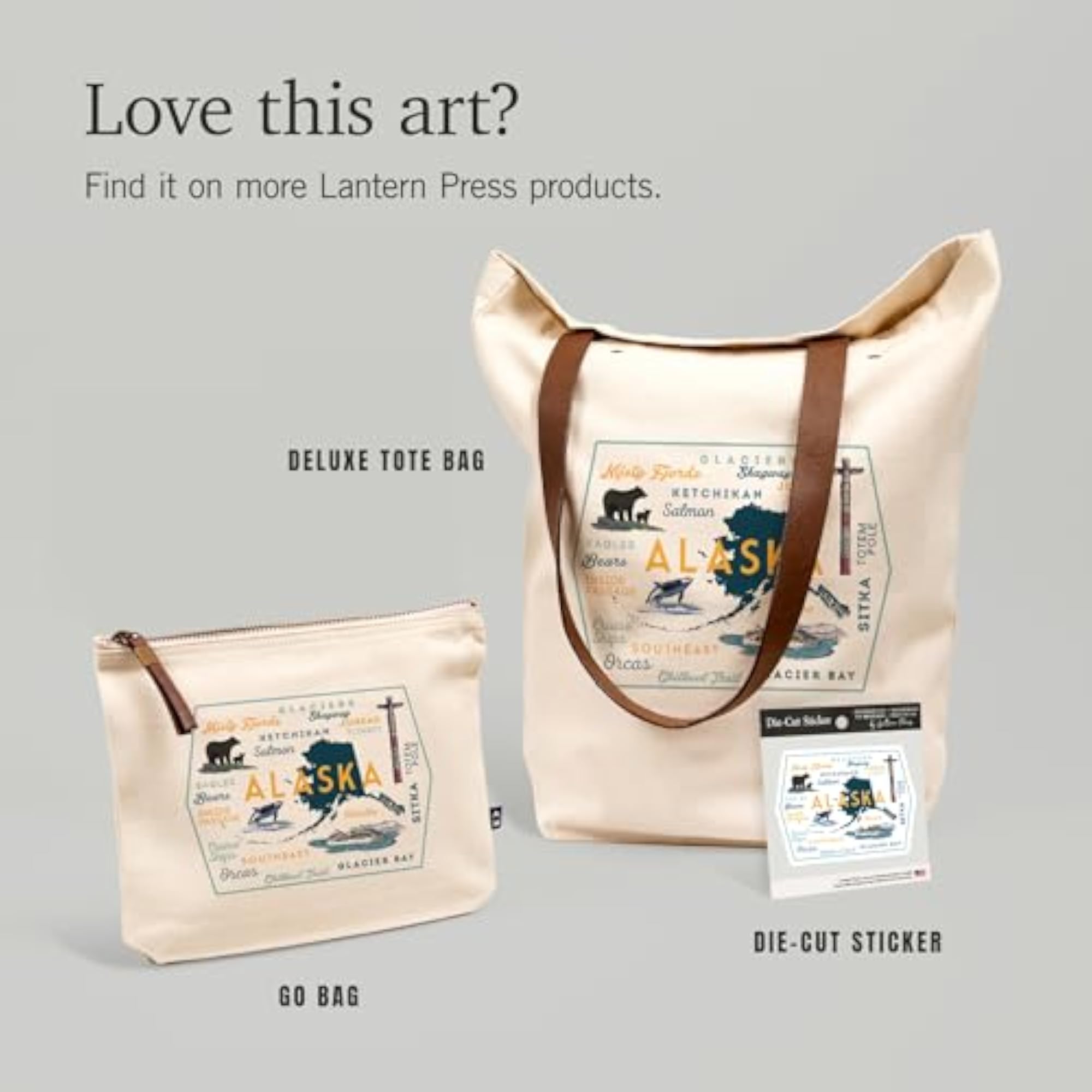 Alaska Typography and Icons Travel Accessory Go Bag