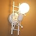 Humanoid Creativo Lampada da Parete Interno Applique da Parete Moderna Lampada a Muro Applique Candelabro E27 per Camera da Letto, Soggiorno, Camera per Bambini, Corridoio, Scala (Bianco)