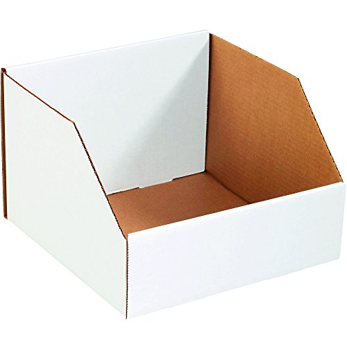 Image of Tape Logic TLBINJ12128 Jumbo Open Top Bin Boxes, 12 inch x 8 inch, White (Pack of 25)