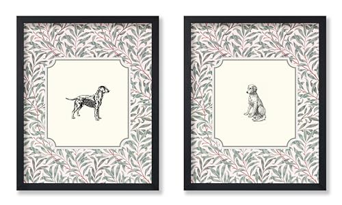 Poster Master 2-Piece Vintage Labrador Retriever Poster - Retro Dog Print - Floral Artwork - Puppy Art - Animal Lover & Chic Boho Design - Aesthetic Kid's Room or Nursery Decor - 8x10 UNFRAMED