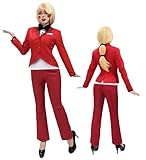 DAZCOS Morningstar Cosplay Costume with Coat, Shirt, Pants and Tie Red Anime Cosplay Women Halloween Outfits (red, Medium)