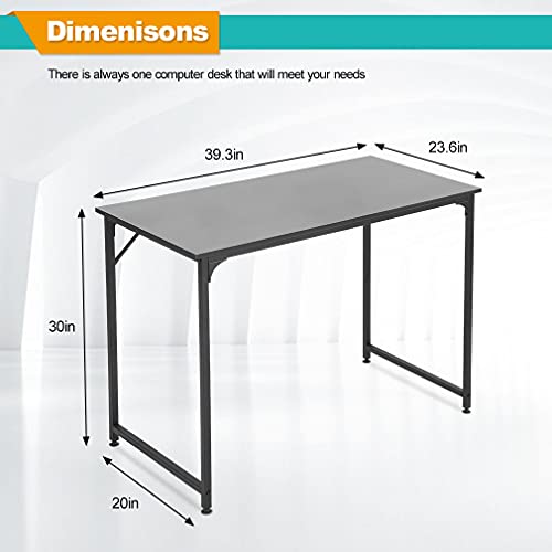 35/39/47 Inch Computer Desk Home Office Desk Writing Study Table Modern Simple Style Pc Desk With Metal Frame Gaming Desk Workstation For Small Space (Black, 39 Inch) #TOP2
