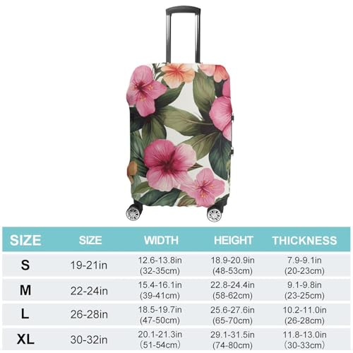 Hawaiian Flower Print Luggage Cover Travel Suitcase Covers for Luggage Elastic Carry on Luggage Covers for Suitcase Tsa Approved Washable Luggage Sleeve Protector Fits 18-32 Inch M2