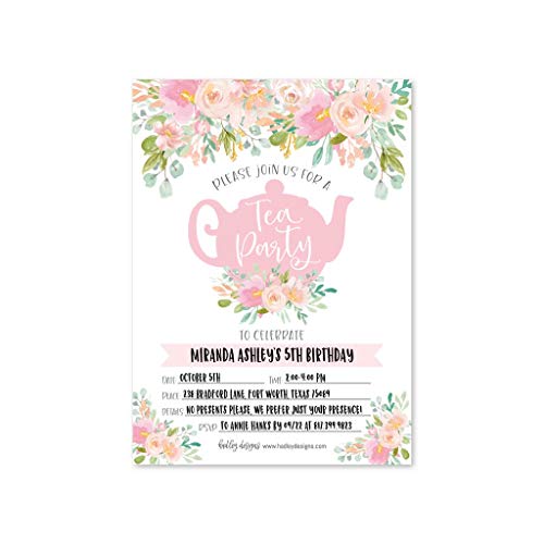 Image of Hadley Designs Kids Birthday Invitations Girl Princess Theme - 25 Princess Birthday Party Invitations For Girls, Royal Invites For Girls, Cute Tea Party Supplies, Made in USA