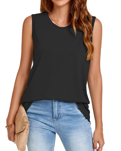Image of Womens Tank Tops Summer Casual Sleeveless Top Loose Fit Basic Tunic Shirts