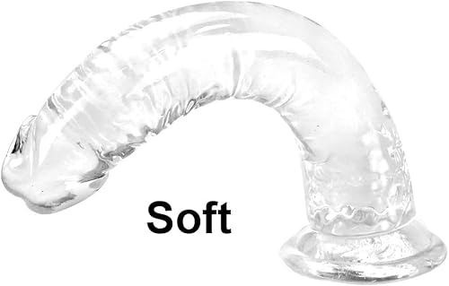 Miniatura 2 de Juego de consolador realista de succión transparente, 3 tamaños (pequeño 6.4 pulgadas, grande 7.4 pulgadas, enorme 9.6 pulgadas) para placer anal y