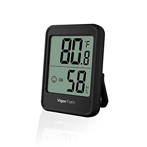 Digital Hygrometer Indoor Thermometer - Humidity Meter for Home, Bedroom, Baby Room, Office, Greenhouse - AAA Battery-Powered Humidity Gauge (Black)