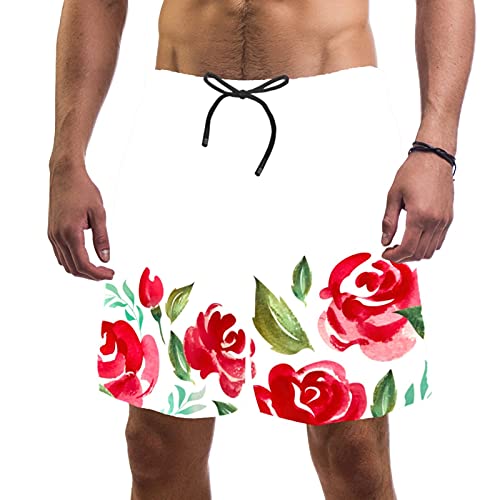 Short de bain pour homme au motif original de roses chinoises multicolores élastique taille L