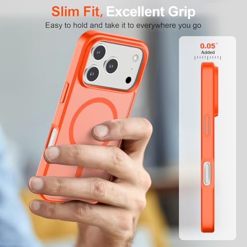 Image of SUPFINE Magnetic for iPhone 17 Pro Max Case (Compatible with MagSafe)(Military Grade Drop Protection) Translucent Matte Shockproof with Anti-Fingerprint Phone Cover 2025,Orange