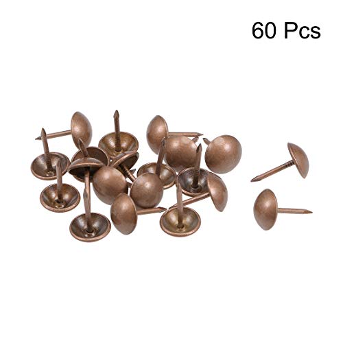 Uxcell Upholstery Nails Tacks 11Mm Head Dia Retro Round Thumb Push Pins Copper Tone For Furniture Sofa Headboards,60 Pcs #TOP1
