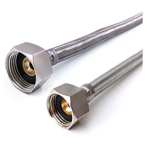 1/2" x 3/4" BSP 500mm Long Flexible Braided Hose Bath Tap Flex Connector Cover