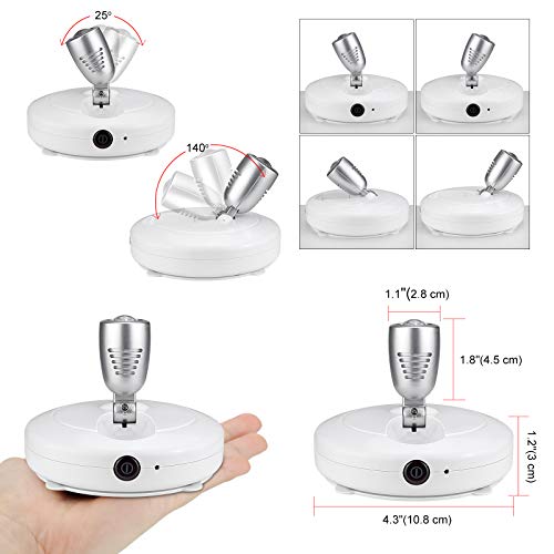 LUXSWAY Battery Operated LED Spot Lights Indoor,Wireless Accent Lights with Dimmable,12 Color Changing Puck Light with 2 Remote,Closet Lights with Rotatable Light Head,Stick on Dart Board Lighting
