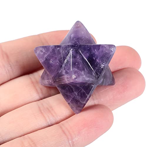 Natural Amethyst Merkaba Crystal Protection Sacred Meditation Energy Generator Healing Chakra Six-Pointed Star 1 Inch