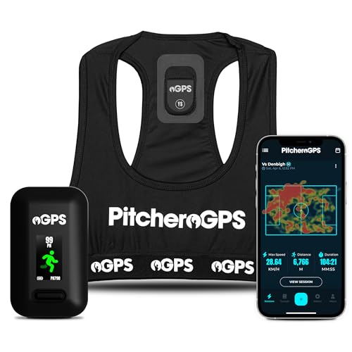 Pitchero Tracker GPS pour joueurs et gilets, suivi des performances sportives, piste 18 métriques clés, comprend 12 mois d'abonnement pour le football, le rugby et le hockey et les accessoires