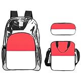 Matériau en PVC transparent : fabriqué à partir de PVC léger et transparent, le sac à dos 3 pièces imprimé drapeau de Thisindonésien offre une visibilité du contenu pour un accès rapide et une utilisation sûre dans les écoles, les concerts ou les aéroports.